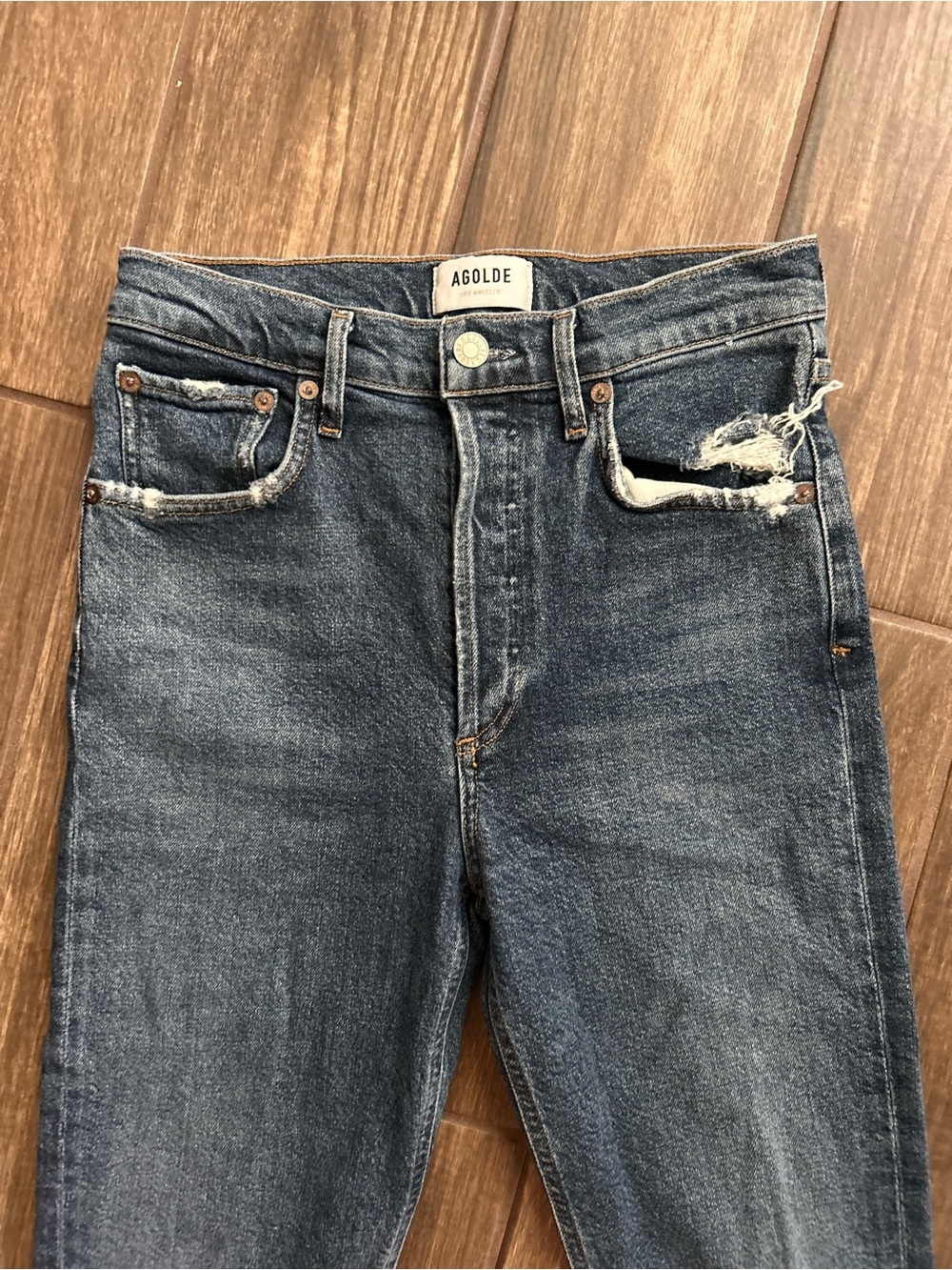 AGOLDE Riley High Rise Straight Crop Jeans in Pastime Wash Sz 26 - Picture 4 of 8